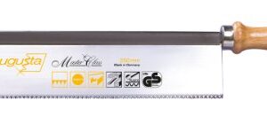 Augusta-Heckenrose Feinsäge gerade 250mm I Spezial-Handsäge aus Bandstahl C75 mit Holzheft für Gehrungsschnitte in Holz & PVC I Feine Spitzzahnung