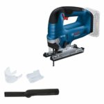 Bosch Professional 18V System Akku Stichsäge GST 18V-125 B (mit Bügelhandgriff, Neigungsschnitte bis zu einem Winkel von 45°, 1x Stichsägeblatt, Absaug-Set)