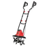 SOARS Elektro Bodenhacke 750W-1500W, 22 cm Arbeitstiefe, 32/35/43 cm Arbeitsbreite, Motorhacke mit Räder klappbar & Höhe verstellbar, 2-Punkt-Sicherheitsschalter für Garten (Rot,32,5 x 24 x 138 cm)