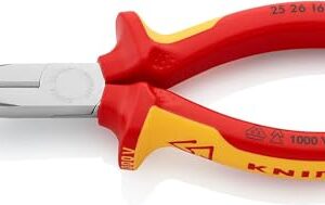 KNIPEX Flachrundzange mit Schneide (Radiozange) verchromt isoliert mit Mehrkomponenten-Hüllen, VDE-geprüft 160 mm, 25 26 160