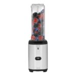 WMF Kult X Mix & Go Mini Smoothie Maker, Standmixer, Blender elektrisch, Shake Mixer 300 Watt Leistung, Tritan-Kunststoff Flasche 600ml, auslaufsicherer Schraubdeckel, rutschfeste Füße, Silber/Schwarz