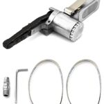 QWORK® Druckluft Bandschleifer und 3 Stück 330 * 10 mm Schleifbänder, Zum Schleifen, Feilen, Schärfen und Entrosten