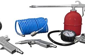 Güde Druckluft-Set Metall 5-tlg. (Farbspritzpistole, Reifenfüller, Spiralschlauch 5 m, Ausblaspistole (bis 10 bar), Sprühpistole mit Stahlblechbehälter (bis 6 bar), jeweils mit Stecknippel)