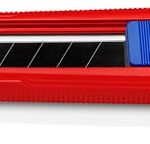 KNIPEX CutiX Universalmesser, mit Stabilisierungsschiene, Klingenverriegelung, 18 mm Abbrechklinge, Cuttermesser, Teppichmesser, 90 10 165 BK