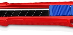 KNIPEX CutiX Universalmesser, mit Stabilisierungsschiene, Klingenverriegelung, 18 mm Abbrechklinge, Cuttermesser, Teppichmesser, 90 10 165 BK