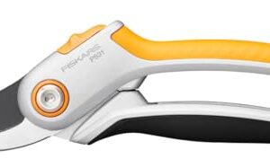 Fiskars Bypass-Gartenschere für frische Äste und Zweige, Antihaftbeschichtet, Stahl-Klingen/Aluminium-Griffe, Schwarz/Orange, Plus, P531, 1057168