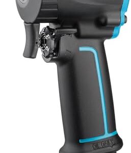 Hazet Druckluft-Schlagschrauber 9012M-1 I extra kurz - nur 80 mm, Max. Lösemoment: 1200 Nm, Vierkant 12,5 mm (1/2 Zoll), Betriebsdruck: 6,3 Bar I kompakte Bauweise für Arbeiten in beengten Räumen