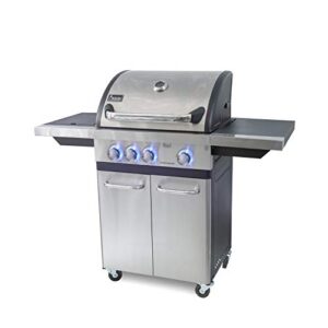 ACTIVA 3 Brenner Gasgrill "Silver Star 400" Grillwagen mit 800 Grad Infrarot Seitenbrenner, Gussrost, Deckelthermometer und zusätzlicher Ablage