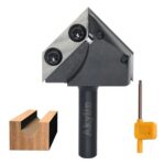 AKYLIN Wendeplatten V Nutfräser 90 Grad，V Nutfräser 8 mm Schaft，4-seitigen Austauschbare Hartmetall Klinge，V Fräser Holz Holzbearbeitungswerkzeug CNC Fräser V-Nutfräser für Holz Gravur