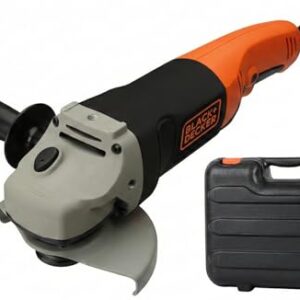 Black+Decker Winkelschleifer (mit 3-Positionen-Zusatzhandgriff, 1200 W, 125 mm, Nullspannungsschalter, Spindelarretierung, Sanftanlauf, rutschfester Gehäusegriff, zum Schleifen, Entrosten), Orange