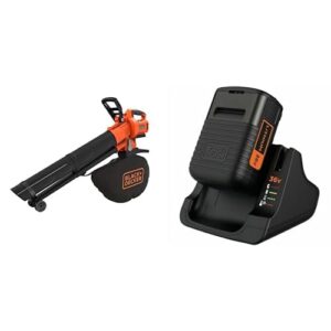 Bundle of Black+Decker Akku-Laubsauger / Laubbläser mit Häcksler BCBLV36B (45l Fangsack,– 36V, Lieferung ohne Akku und Ladegerät) + Black+Decker Li-Ion-Ergänzungsakku 36V