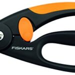 Fiskars Bypass-Gartenschere für frische Äste und Zweige, Antihaftbeschichtet, Hochwertige Stahl-Klingen, Länge: 20 cm, Schwarz/Orange, Elegance, P44, 1001534