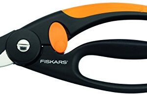 Fiskars Bypass-Gartenschere für frische Äste und Zweige, Antihaftbeschichtet, Hochwertige Stahl-Klingen, Länge: 20 cm, Schwarz/Orange, Elegance, P44, 1001534