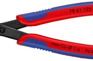 KNIPEX Electronic Super Knips Elektronik-Seitenschneider, 125mm, weicher Draht (Kupfer) bis 1,6mm, mittelharter Draht bis 1,2mm, 78 61 125