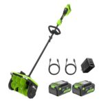 Greenworks Akku-Schneefräse 24V x 2 (Li-Ion, 48 V, Arbeitsbreite 30 cm, max. Schneehöhe 20 cm, mit 2X 4Ah Akkus & 65W USB C Ladegerät) - SS3002