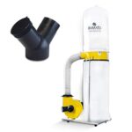 BAMATO Absauganlage AB-2530 inkl. Y-Adapter (2x100mm) – Leistungsstarke Späneabsaugung 2530 m³/h – 130L Spänesack & Fahrwerk – Für Hobelmaschinen & Sägen – 230V