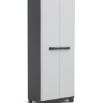 Keter Linear Kunststoffschrank, hoch, hellgrau/schwarz/blau, 68 x 39 x 173 cm