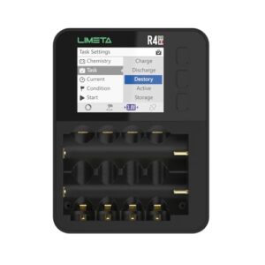 LIMETA 18650 Ladegerät, Akku Ladegerät Batterieladegerät für AA, AAA 18650 Wiederaufladbar,NiMH/1,5V Lithium Ladegerät mit Entlade/Analyse/Reparaturfunktionen（Unabhängige 4+2 Fach ）