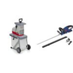IKRA 81002880 Elektro Gartenhäcksler Walzenhäcksler ILH 3000 A & Güde 58596 Akku Heckenschere HS 18-201-05 (18V, Messer mit Diamantschliff, 180 Grad drehbarer Handgriff, Metallgetriebe)