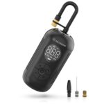 Wiha zai Hause Elektrische Luftpumpe für Fahrrad & Auto mit Akku 3,7 V inkl. Adaptern für Motorrad/Ball/Rad/Kfz bis zu 10 bar/150 psi I Mobiler Kompressor mit LED-Ringlicht I Fahrradluftpumpe tragbar