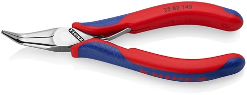 KNIPEX Elektronik-Greifzange mit durchgestecktem Gelenk mit Mehrkomponenten-Hüllen 145 mm, 35 82 145