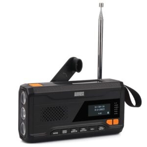 August MB290B Kurbelradio DAB/FM/Bluetooth - Solar Radio 4500mAh wiederaufladbare Powerbank, 3 Modi LED Taschenlampe Sleeptimer SOS-Alarm 3.5mm Notfallradio mit Handkurbel für Camping Wandern Zelten