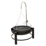 Lemodo Schwenkgrill mit Feuerschale – Holzkohlegrill mit höhenverstellbarem Grillrost per Kurbel, Stabiler Hängegrill für Garten & Terrasse, auch als Feuerkorb und für Gulaschkessel einsetzbar