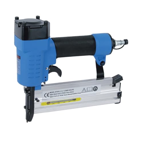 Nagelpistole, 2-in-1 Pneumatischer Lufthefter SF5040 Staight Crown Heftpistole Nagelnagler,Müheloses Heften