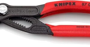 KNIPEX Cobra Mini-Wasserpumpenzange, 125 mm, Muttern bis 27 mm, Rohre bis 30 mm, Feinverstellung per Knopfdruck, Rohrzange, EDC, 87 01 125