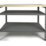 Ondis24 Werkbank 120cm Nobbi Pro Packtisch aus Metall, mit Arbeitsplatte, höhenverstellbare Einlegeböden, Justierfüße, Werktisch für Sparfüchse lichtgrau (85cm)