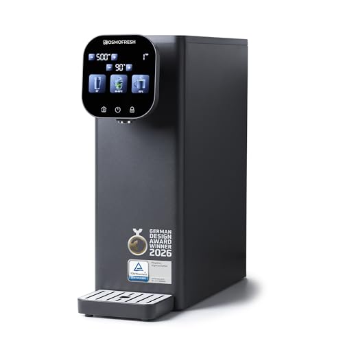 OsmoFresh Auftisch Osmoseanlage Fusion Stream | Heißwasserspender | Variable Temperatur | 7-Fach Umkehrosmose Filterung | leitungsgebunden | TÜV Zertifiziert | 3X UV
