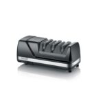 GRAEF. CX125 - Elektrischer Messerschärfer, 3 Stufen, Perfekte Schleifwinkel für 15° Klingen, Diamantbeschichtung, Für Küchen-, Jagd-, Gewerbe-, Wellenschliffmesser, Ultrascharfe Klingen, Schwarz