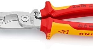 KNIPEX Elektro-Installationszange, VDE, Öffnungsfeder, Kabelschneiden, Abisolieren, Crimpen von Aderendhülsen, Greifen, Biegen, Multitool, 13 96 200