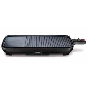 Tefal Tischgrill Malaga, Elektrogrill, regelbarer Thermostat, antihaftbeschichtete Grillplatte, 2/3 Grill, 1/3 Teppanyaki, abnehmbares Kabel, Platte und Abtropfschale spülmaschinenfest, 2000W, TG3918