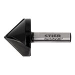 STIER Gipskartonfräser Rigipsfräser, 90° Winkel, D32 mm, 8 mm Schaft für Oberfräsen, 32 mm Durchmesser, V-Nutfräser, Schriftenfräser, Für saubere Arbeiten an Mauervorsprüngen