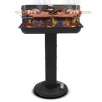 Muntel Holzkohlegrill edelstahl,Säulengrill, BBQ-Grill,inkl 5-fach höhenverstellbarem Grillrost, Lüftungsregler,Aschekasten und Aschekasten, für Camping, Garten, Schwarz