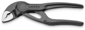 KNIPEX Cobra XS Mini-Wasserpumpenzange, 100 mm, Muttern bis 24 mm, Rohre bis 28 mm, Selbstklemm-Effekt, Rohrzange, EDC, 87 00 100