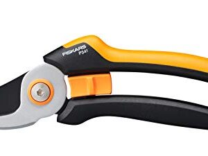 Fiskars Bypass-Gartenschere L, Solid, P341, Für frische Äste und Zweige, Antihaftbeschichtet, Edelstahl-Klingen, Länge: 20,5 cm, Schwarz/Orange, 1057164
