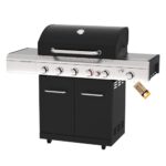 Megamaster 5B Lux Gasgrill 5+1 Brenner - Hochwertiger Grillwagen Outdoor, 26KW, Turbobrenner, Seitenkocher und Keramik-Backburner - Edelstahl-Rost, Mit Seitenbrenner