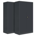 2-Pack LagerZwei Mehrzweckschrank 195x100x50cm I Metallschrank, 4 Fachböden I Großer Aktenschrank, abschließbar I Robuster Allzweckschrank als Werkstattschrank & Büroschrank I Stahlschrank anthrazit