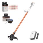 Litheli 25cm Rasentrimmer mit Akku, Akku Rasentrimmer mit Fadenspule und Ersatzmessern, 10000mAH Mobiler Batterien, Geeignet für Gartenrasen und Außenschnitt, Rasentrimmer