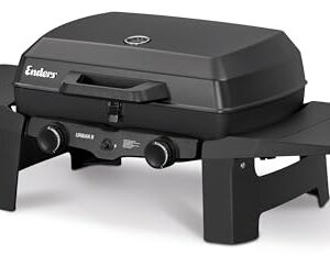 Enders Gasgrill Urban II, Tischgrill, Grillen-, Kochen- und Backen Funktion, 2 Brenner Edelstahl, mit Grill-Thermometer, Balkon-, Camping-Grill, Aluguss-Gehäuse, Gusseisen-Rost #2070