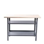 GERMANIA Werkbank mit Holzplatte - 120 x 60 x 85 cm - 2 Einlegeböden - Metallgestell - Tragekapazität bis zu 300kg - Werktisch, Werkstatttisch, Sägetisch, Arbeitstisch