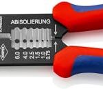 KNIPEX Crimpzange, 0,5-6,0 mm², mit F-Crimp, für isolierte Kabelschuhe, mit Abisolier- und Scheidfunktion, Presszange, Kabelschuhzange, 97 21 215