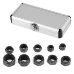 10-tlg. kurzes Steckschlüssel-Set, 9-19mm Spiral-Profil-Bolzenausdreher-Satz, Schraubenausdreher zum Entfernen von beschädigten, gefrorenen, verrosteten und abgerundeten Schrauben und Muttern