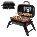 kisidus Klappgrill Holzkohlegrill Portable, Tischgrill Campinggrill mit Deckel, Tragbarer BBQ Grill für Camping Garten Picknick Party