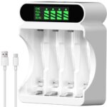 IMREN Akku Ladegerät, 4 Unabhängige Ladeplätze mit LCD Anzeige, 5V 2A Type-C und Micro USB Eingang, für NiMH/NiCD Wiederaufladbare AA AAA Batterie