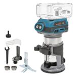 KATSU FIT-BAT 21V Brushless Akku-Holztrimmer Laminator Router Joiners Werkzeug, bürstenloser Motor, mit 3 Spannzangen 1/4", 6mm und 8mm, ohne Akku 102750