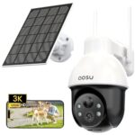 aosu 3K Überwachungskamera Aussen Solar, 5MP 360° Panoramisches PTZ Kabellose Überwachungskamera für den Außenbereich zur Haussicherheit, Automatische Verfolgung, Licht-und Tonalarm, 2-Wege-Audio