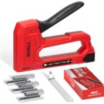 SHALL Leichte Heftpistole für Holz – Rote Polster-Tacker mit 1600 Stück JT21 Heftklammern 1/4, 5/16, 3/8 Zoll und Heftklammerentferner – Stoffheftpistole für Handwerk, DIY, Dekoration